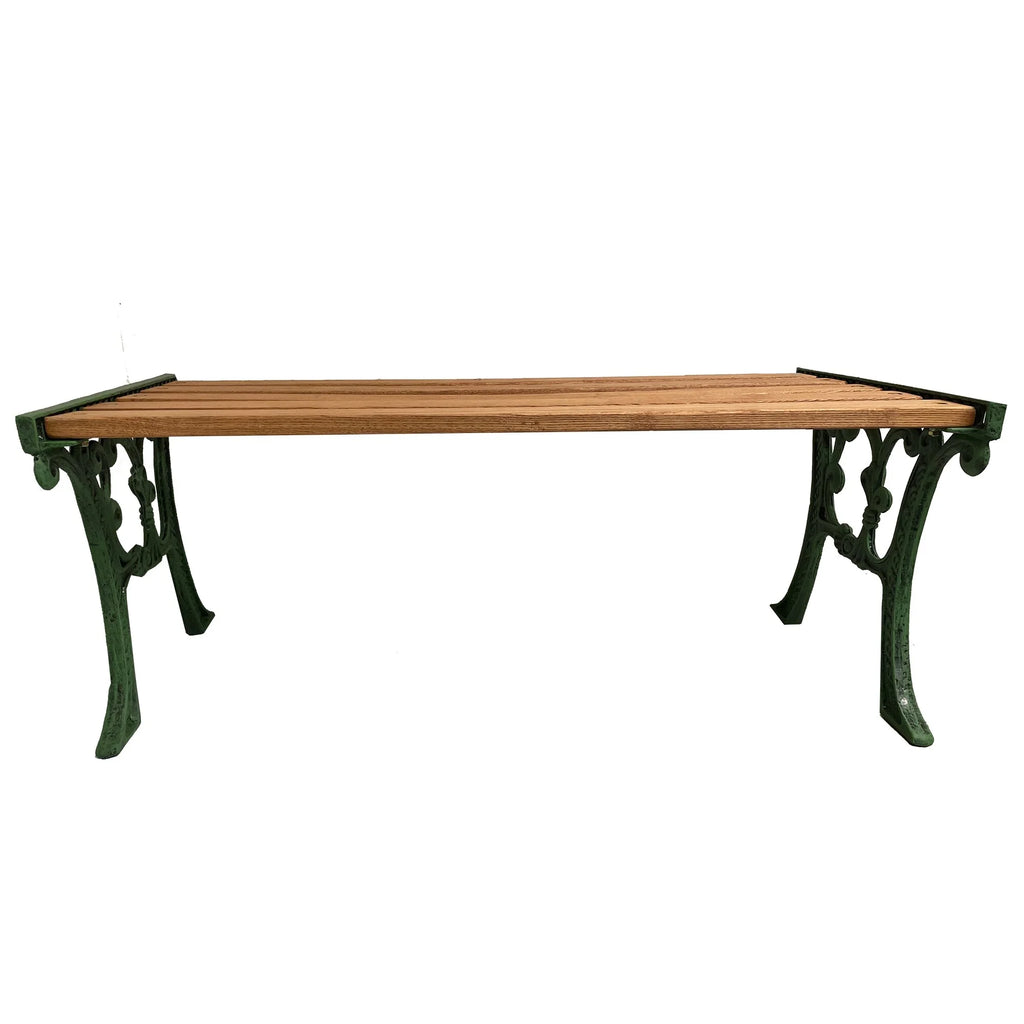 Antique Green Cast Aluminum and Wood Rectangular End Table P467887