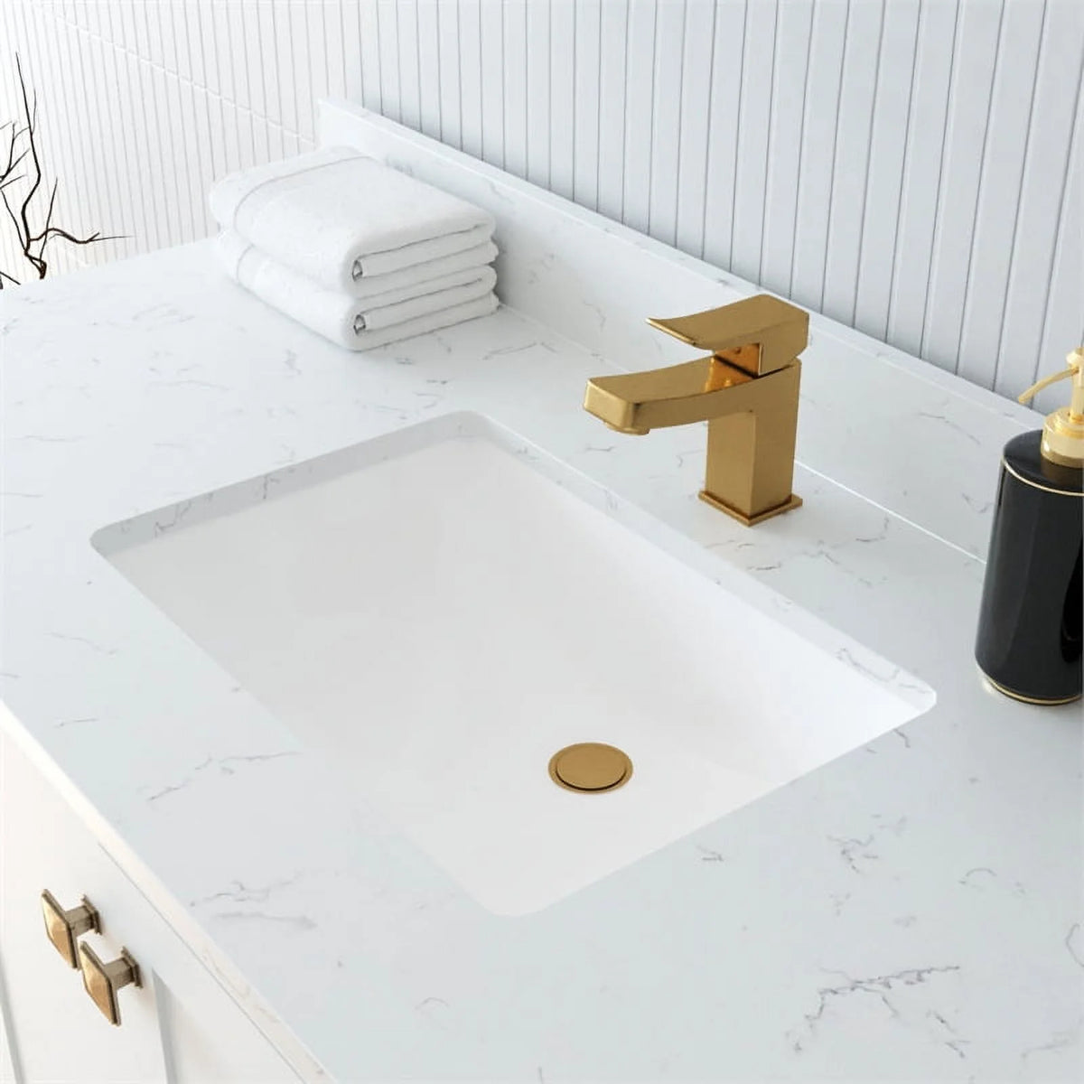 84" Double Sink Bathroom Vanity White Stone Top K6511