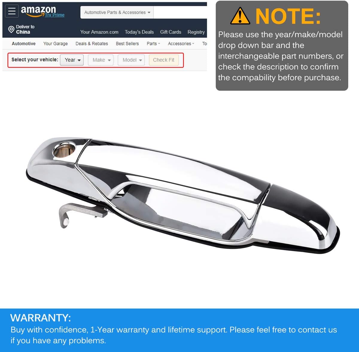 Outside Exterior Door Handle Front Driver Side Replacement Pack of 2 G590