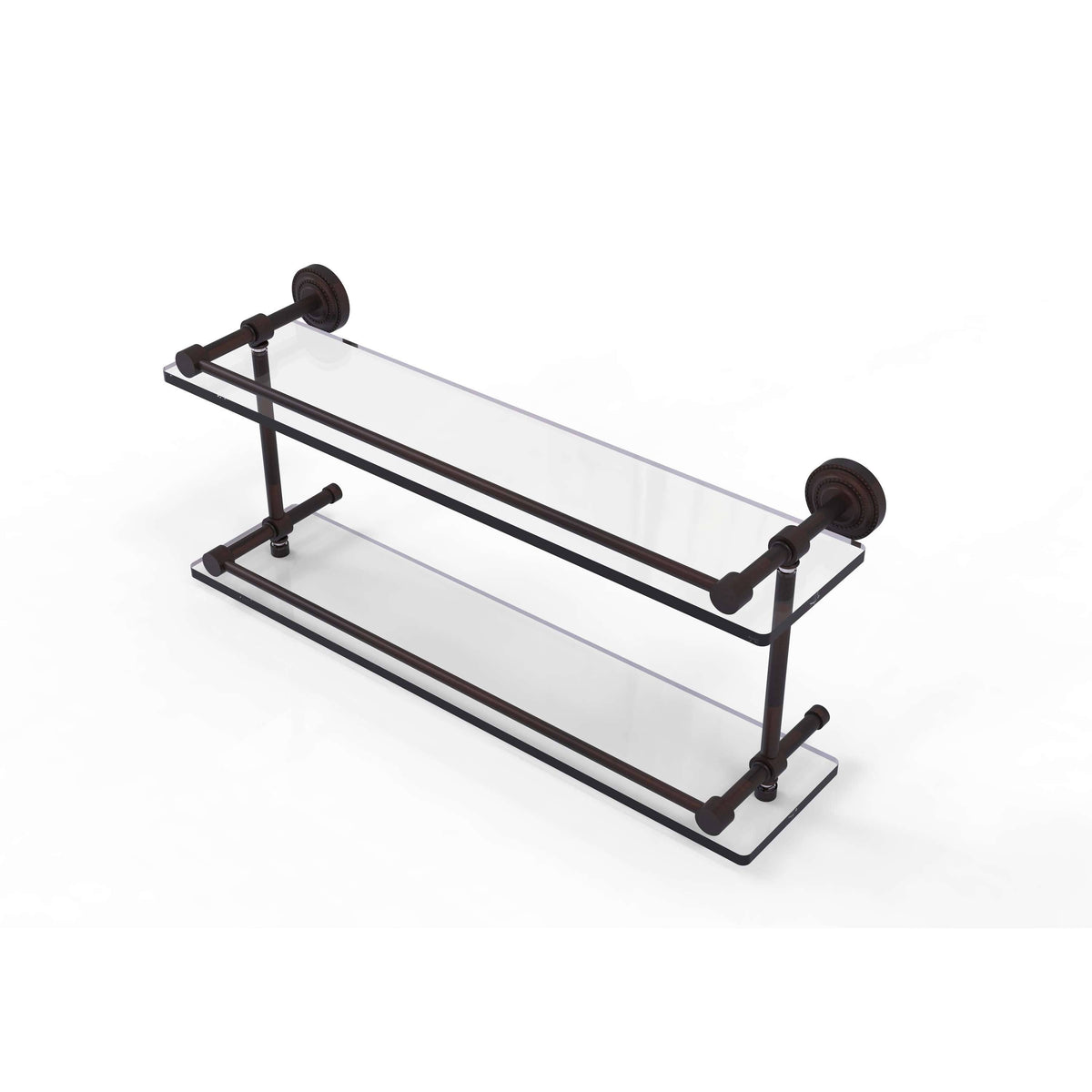 Double Glass Shelf with Gallery Rail - Venetian Bronze - 22 inch G957