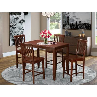 5-Piece Counter Height Rubberwood Solid Wood Dining Set P232