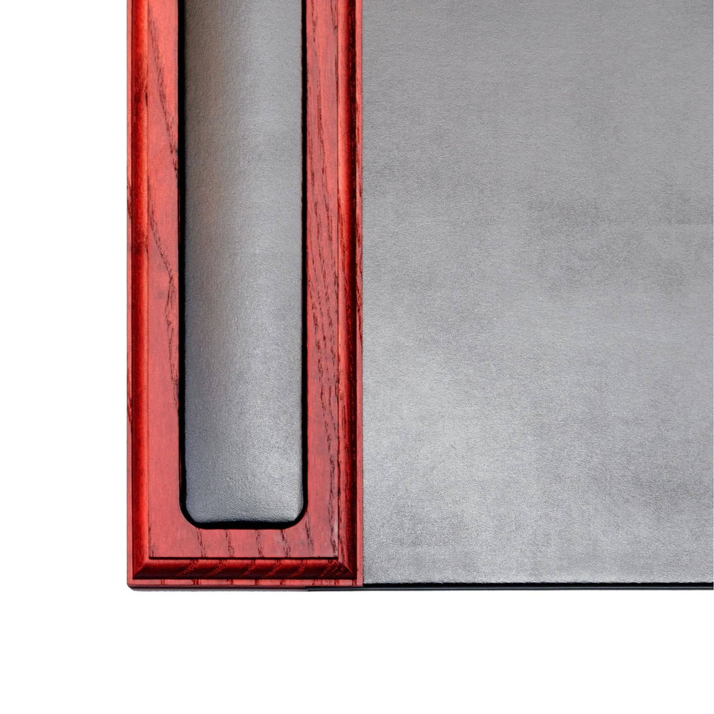 Wood & Leather Desk Pad with Side Rails U281868