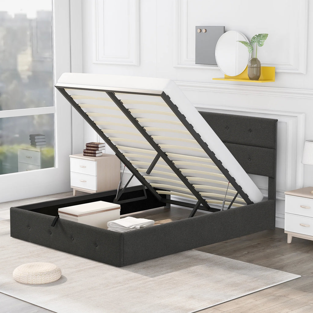 Upholstered Full Storage Platform Bed Y98525