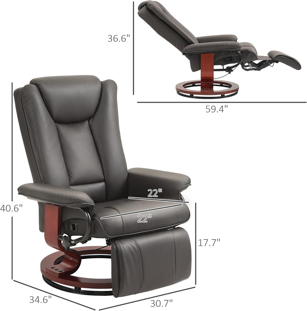 Brown PU Leather Manual Swivel Recliner Chair with Footrest X709