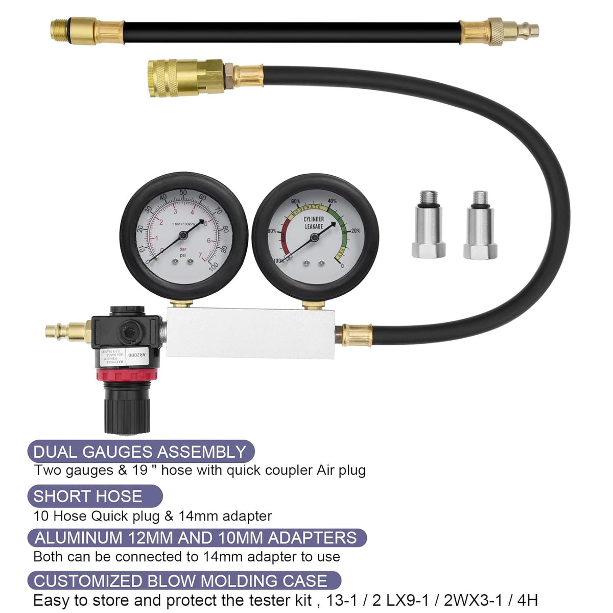 Cylinder Leak Down Tester Dual Gauge Leakdown Tester Kit X348304