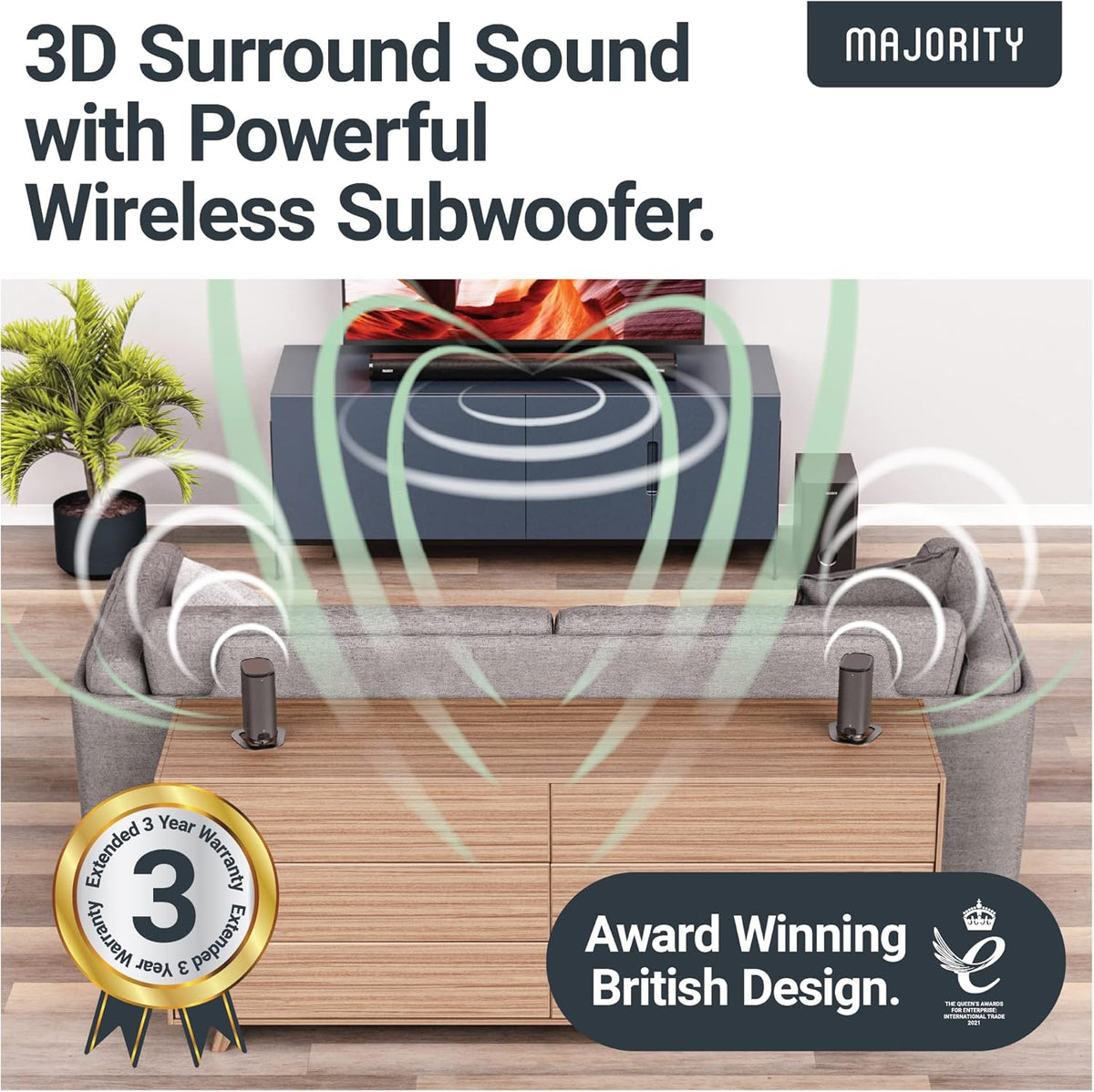 5.1 Dolby Audio Surround Sound System with Soundbar and Wireless Subwoofer M354