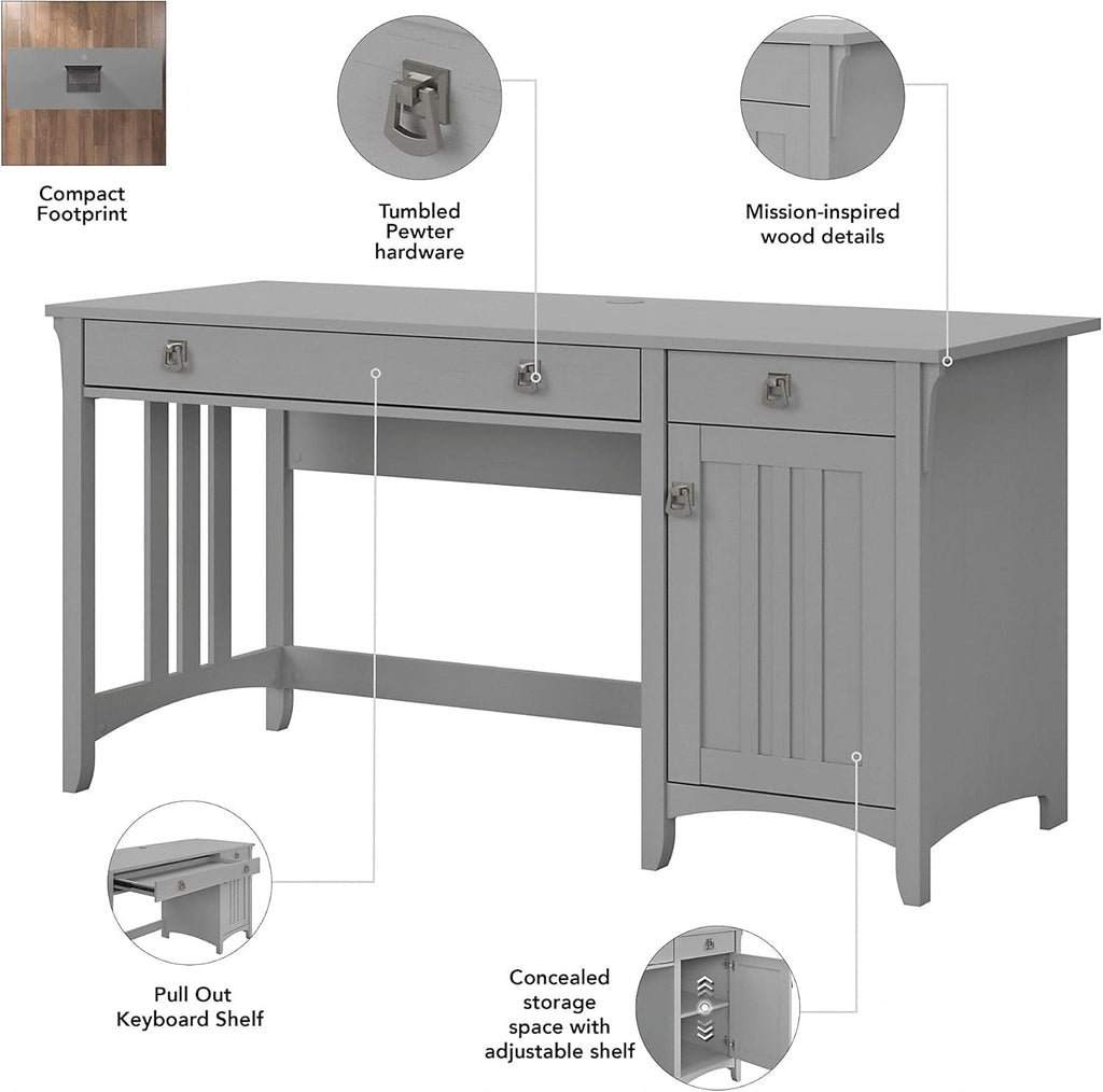 Cape Cod Gray Computer Desk with Hutch G538