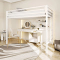 Twin Size White Loft Bed with Metal Ladder U7327