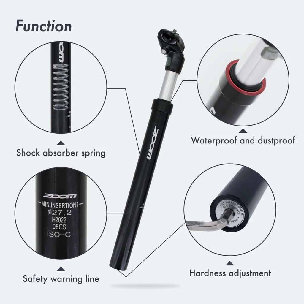 Suspension Seatpost Shock Absorber Damping Alu for MTB Bicycle Seat Post 30.9 X350MM A5160