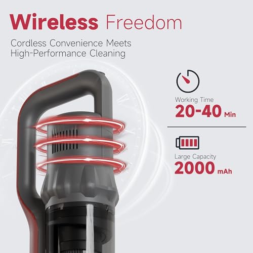 Cordless Stick Vacuum Cleaner 45KPa 40Mins 4 in 1 Black Red F5012