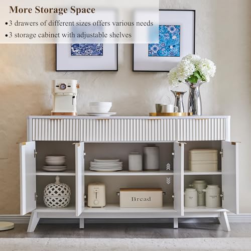 60" Buffet Sideboard Cabinet with 4 Doors and 3 Drawers R94682