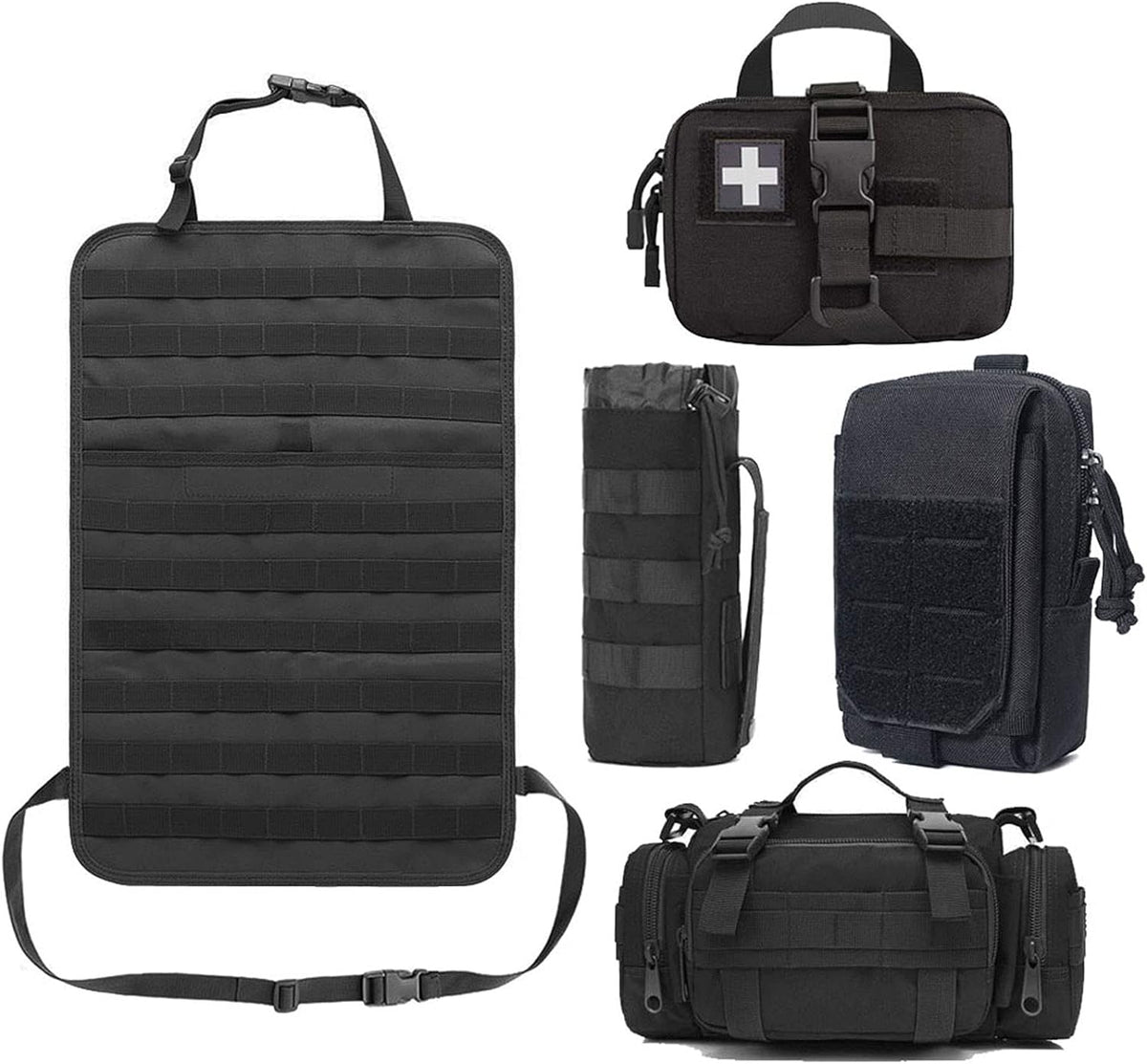 Black Molle Tactical Seat Back Organizer Car Seat Covers K38534