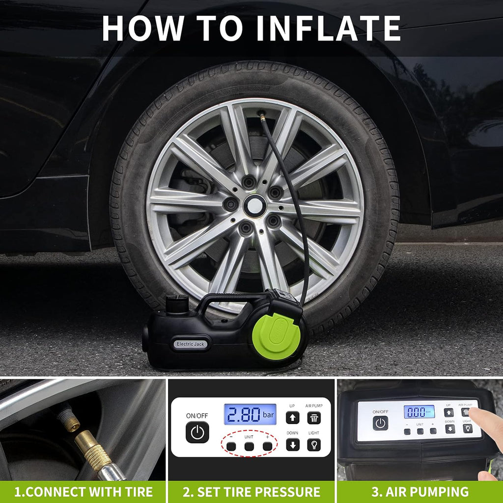 5 Ton 12V Electric Car Jack Kit with Impact Wrench & Inflator O5559