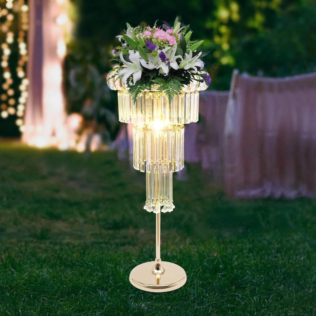 Gold 4-Tier Crystal Flower Stand P599048