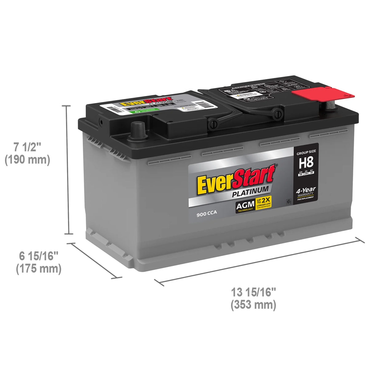 AGM Automotive Battery Group Size H8 12 Volt 850 CCA V57872