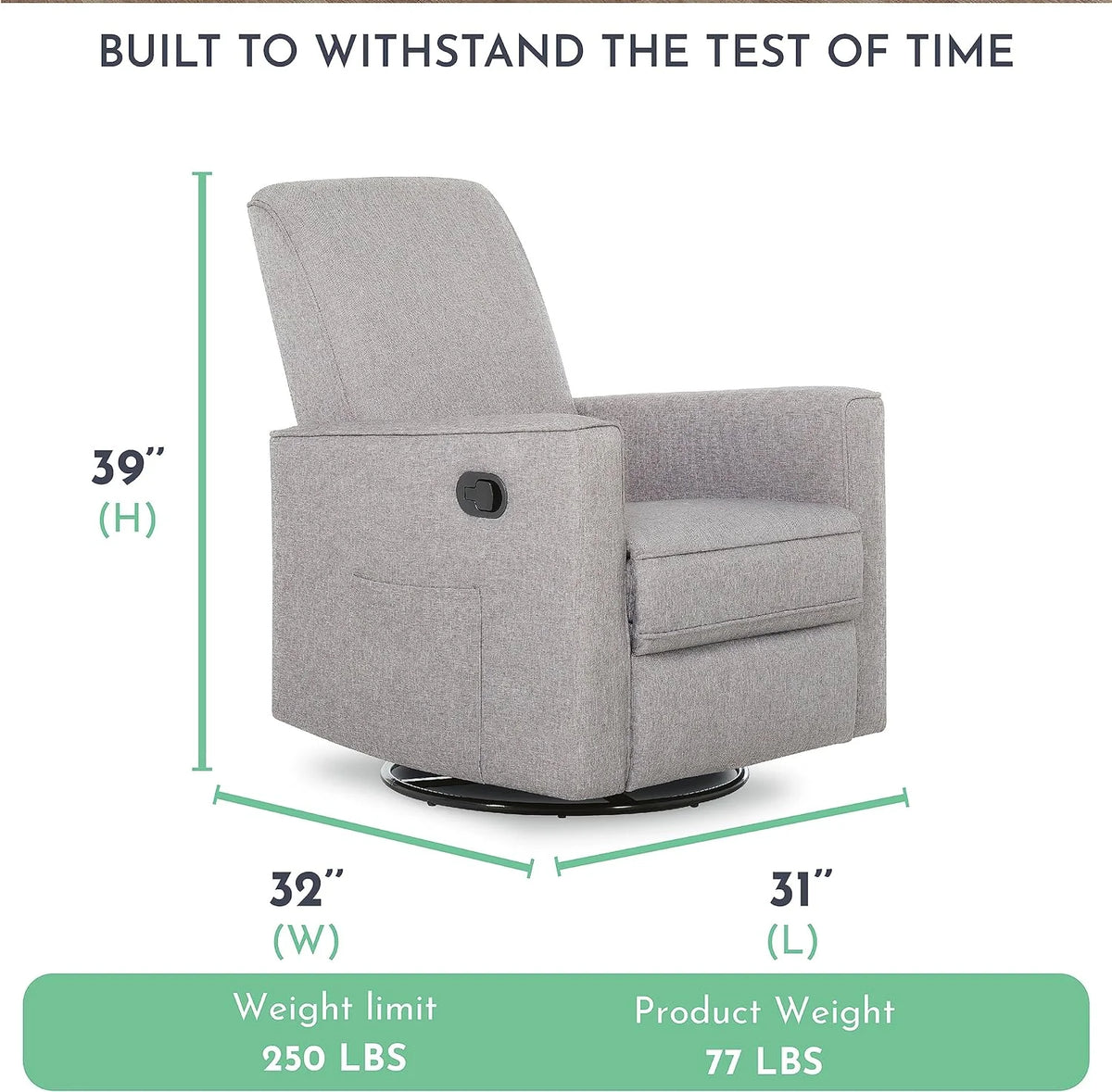 Light Grey Polyester Glider Recliner E743677