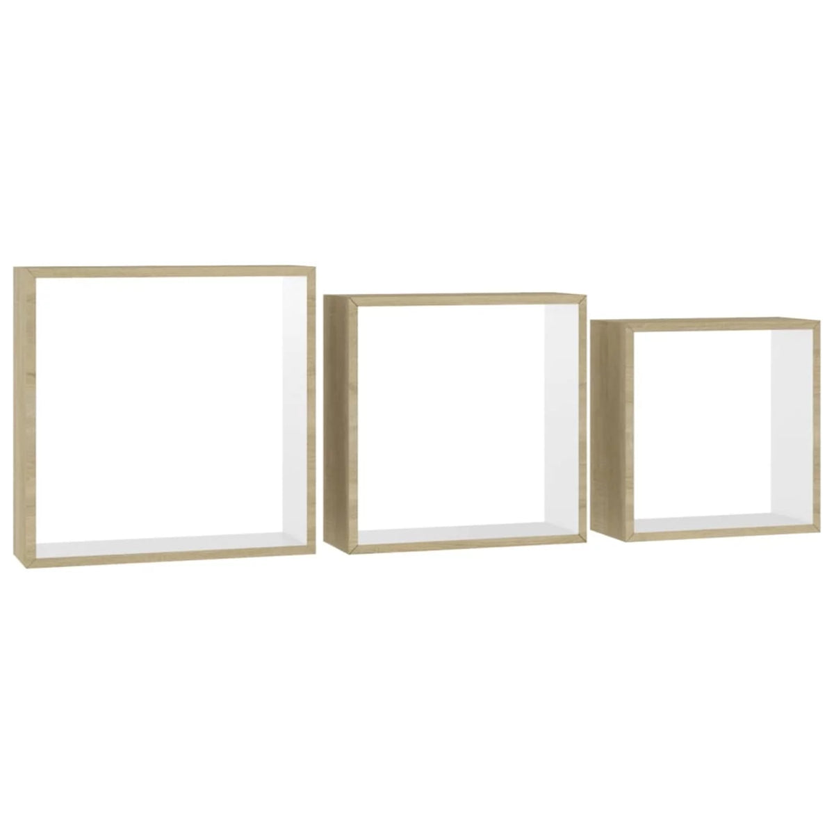 Set of 3 MDF Wall Mounted Floating Shelves White Sonoma Oak T864830