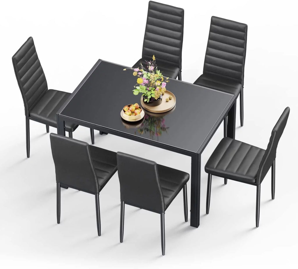 Black Dining Table Set for 6 A6374