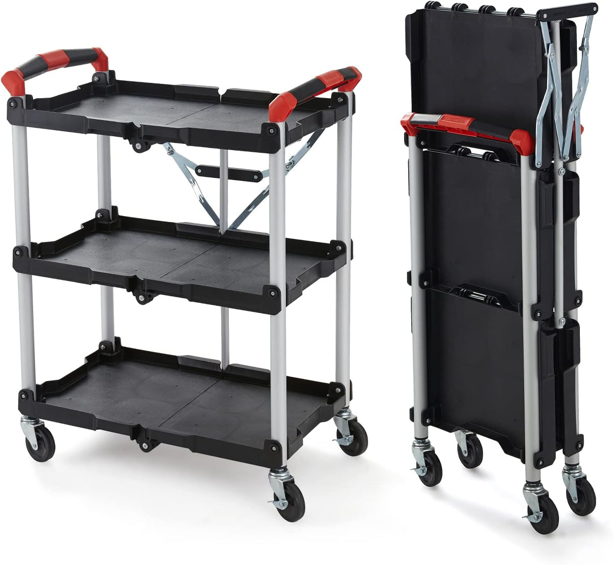 Black/Red Folding Collapsible Service Cart U4945