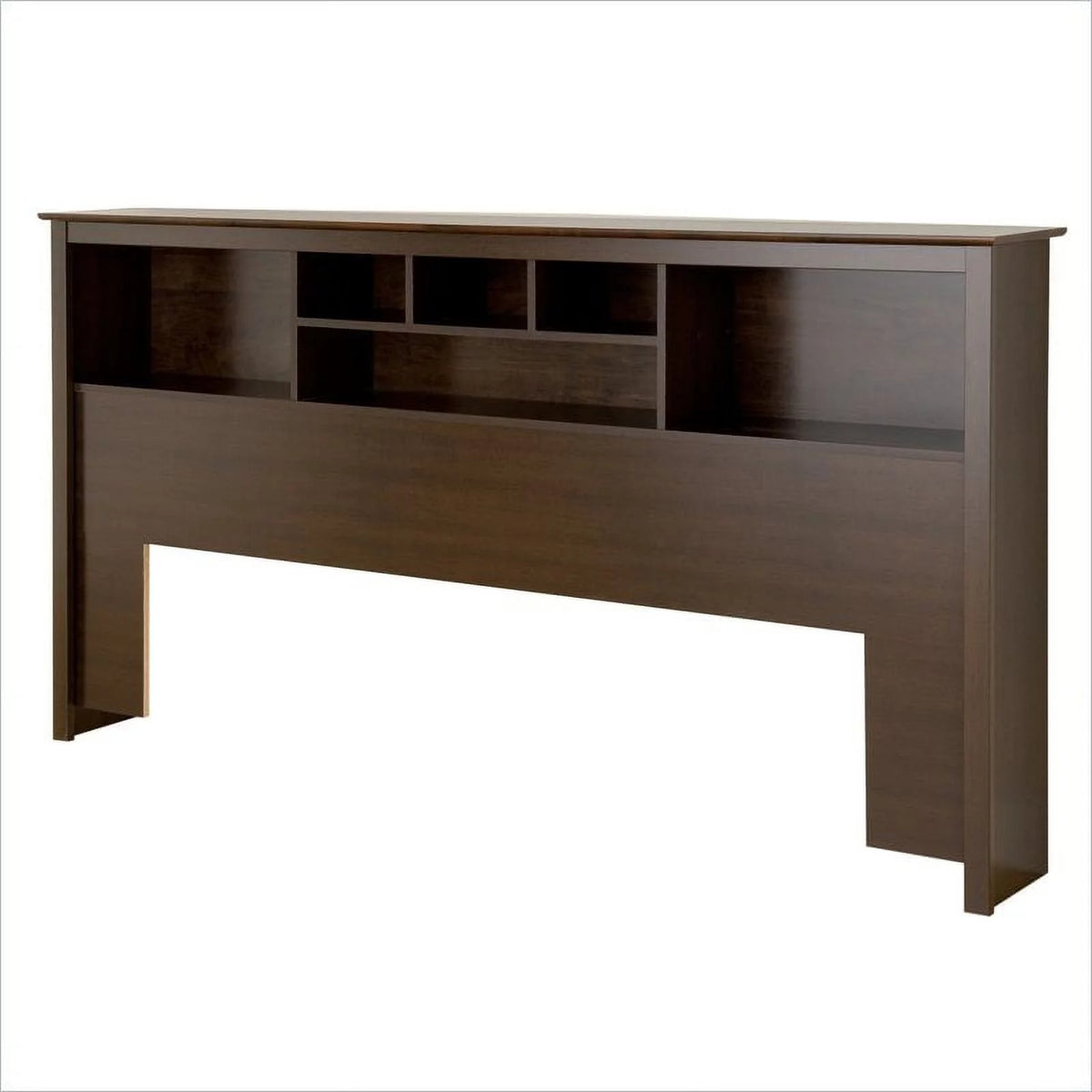 King Size Espresso Wood Bookcase Headboard Y77191