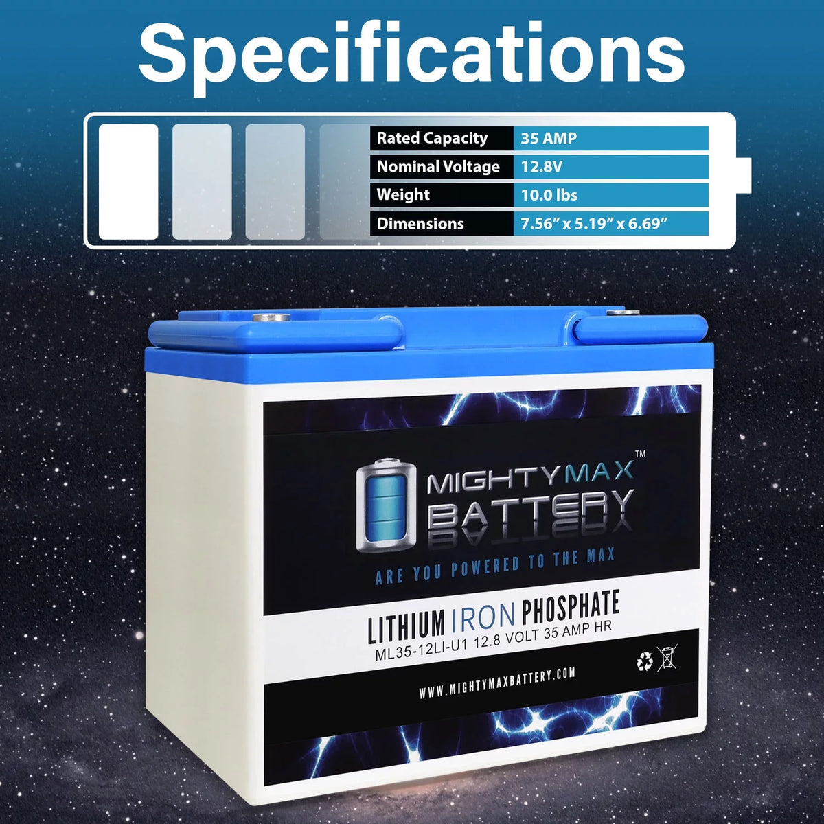 12V 35AH U1 Lithium Replacement Battery 2 Pack D4021