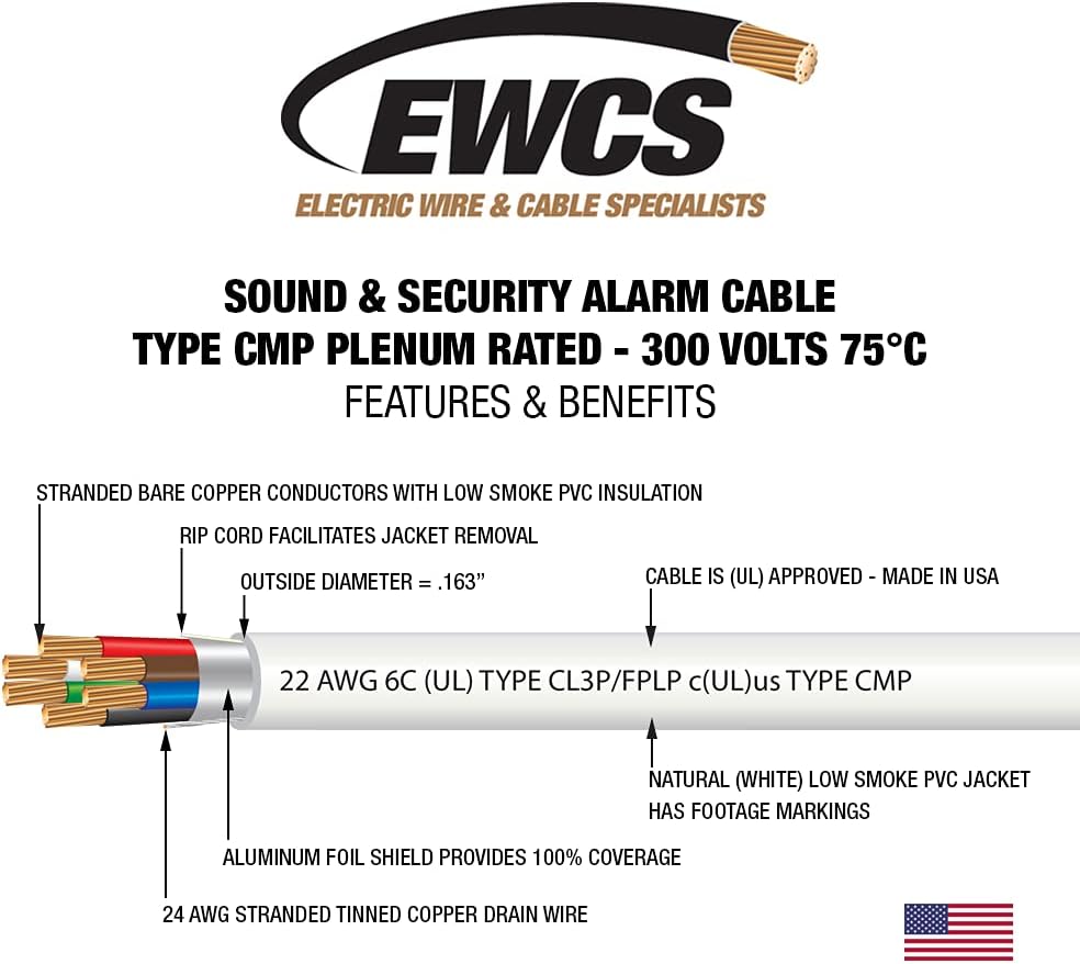 22 AWG 6 Conductor Shielded Plenum Cable 500 Feet F244902