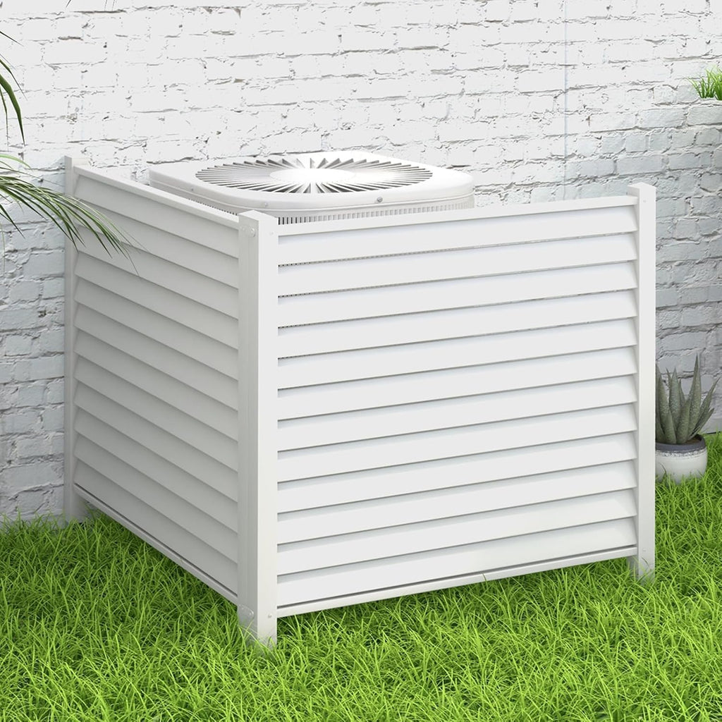 White Louvered Air Conditioner Fence 2 Panels A4268