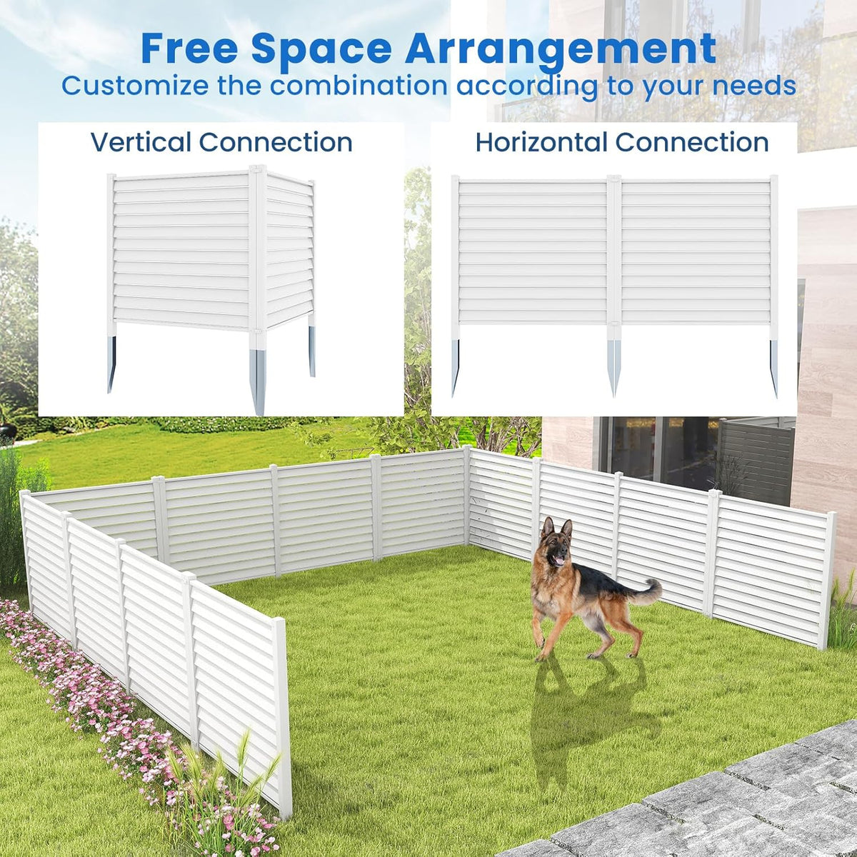 White Louvered Air Conditioner Fence 2 Panels A4268