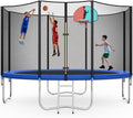 12 14 15 16FT Trampoline with Enclosure Net, Basketball Hoop and Ladder R1530