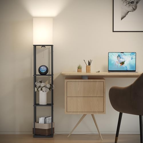 Shelf Floor Lamp with Shelves and White Shade G110881