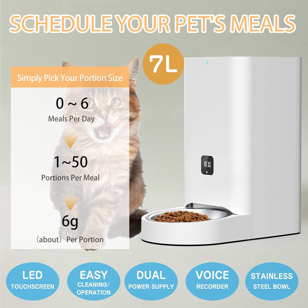 7L Automatic Cat Feeder with Voice Recorder, Pack of 2 S6484