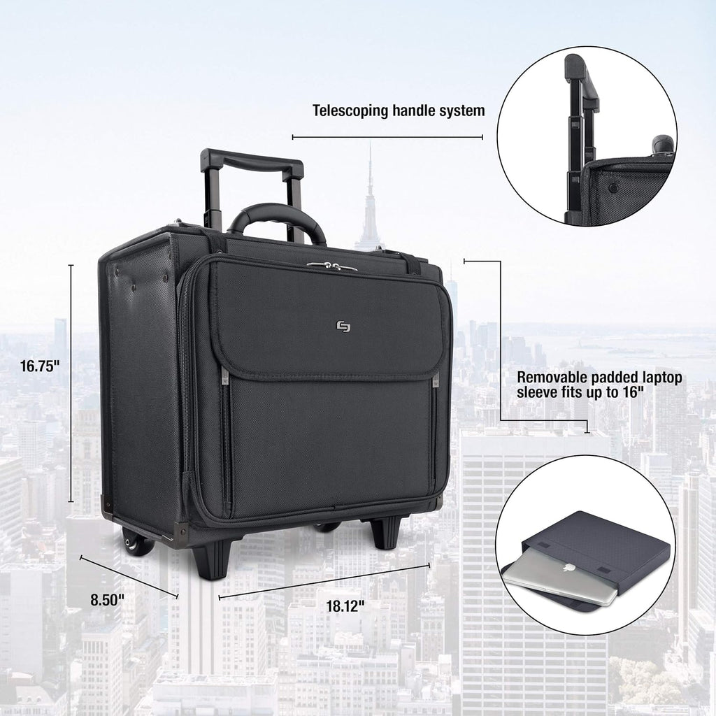 Black Rolling Hard Side Laptop Case N2434
