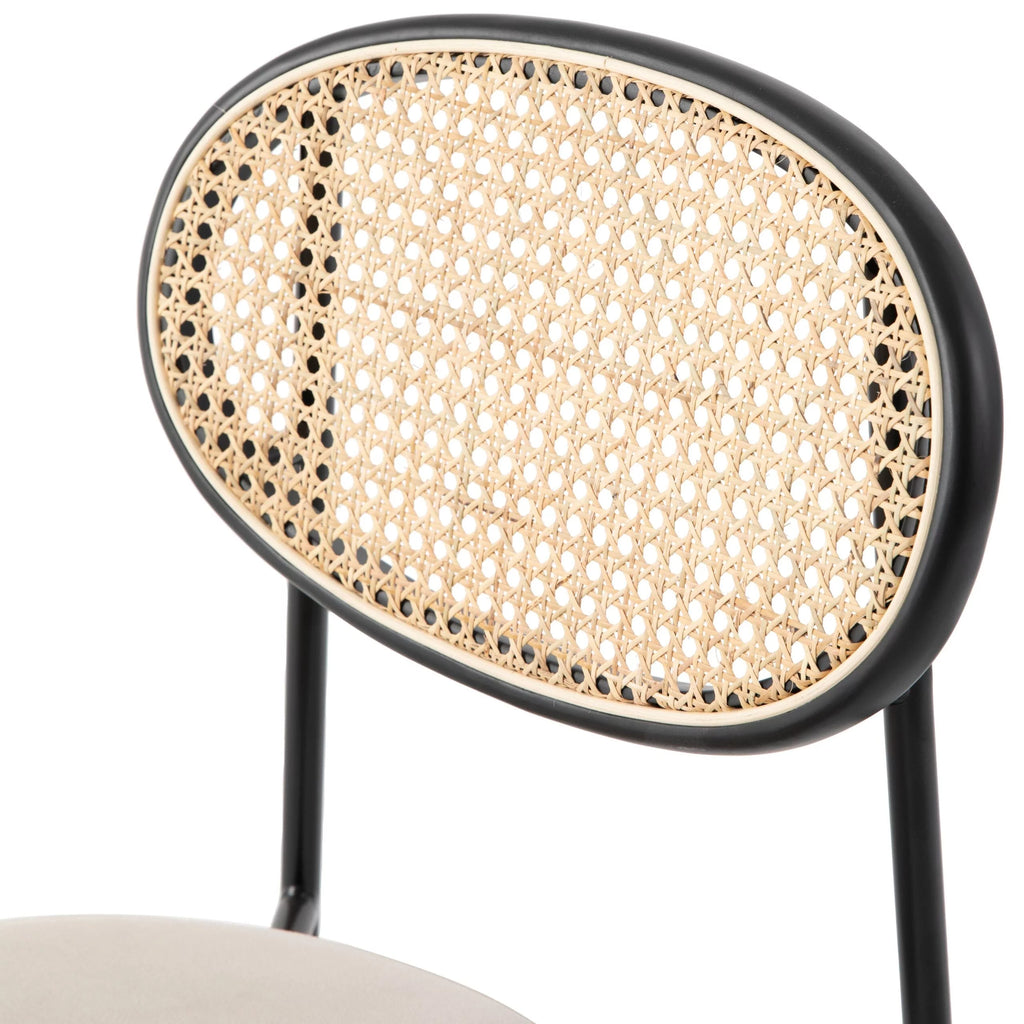 Beige Wicker Dining Chair with Steel Frame J592593