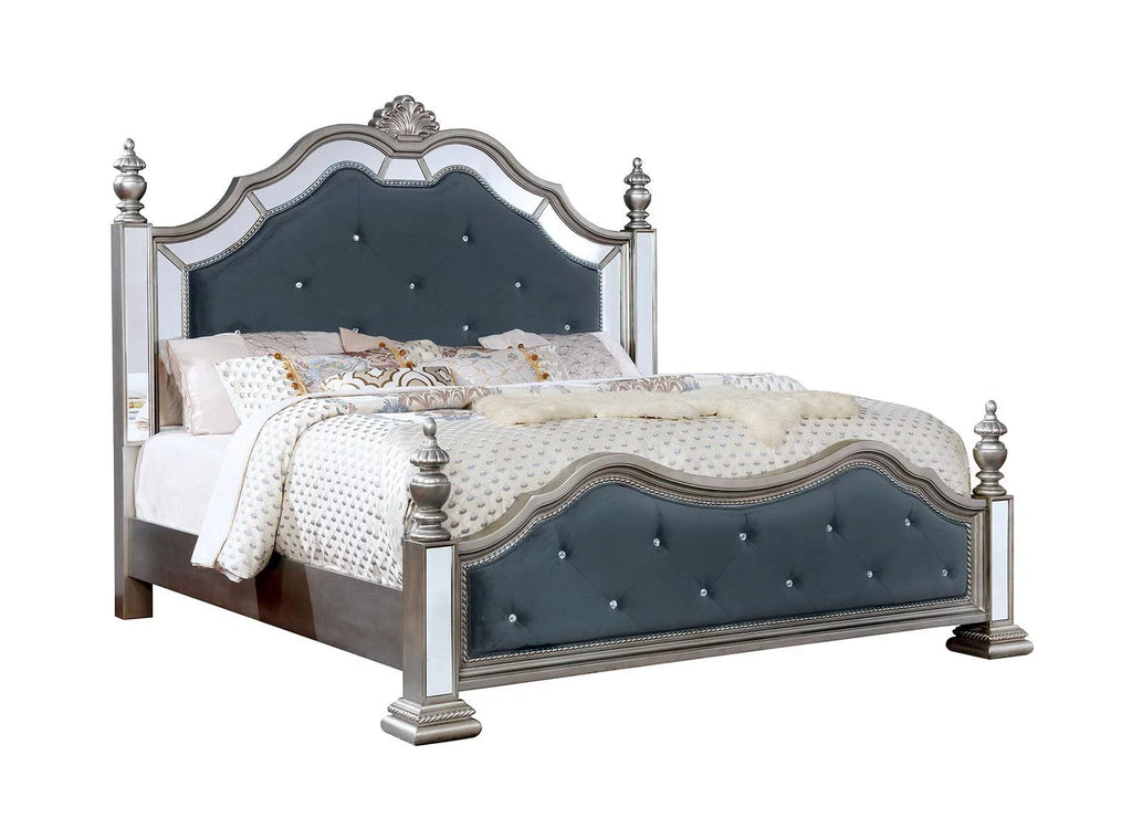 Silver Solid Wood Queen Bedroom Set 3pcs Z832