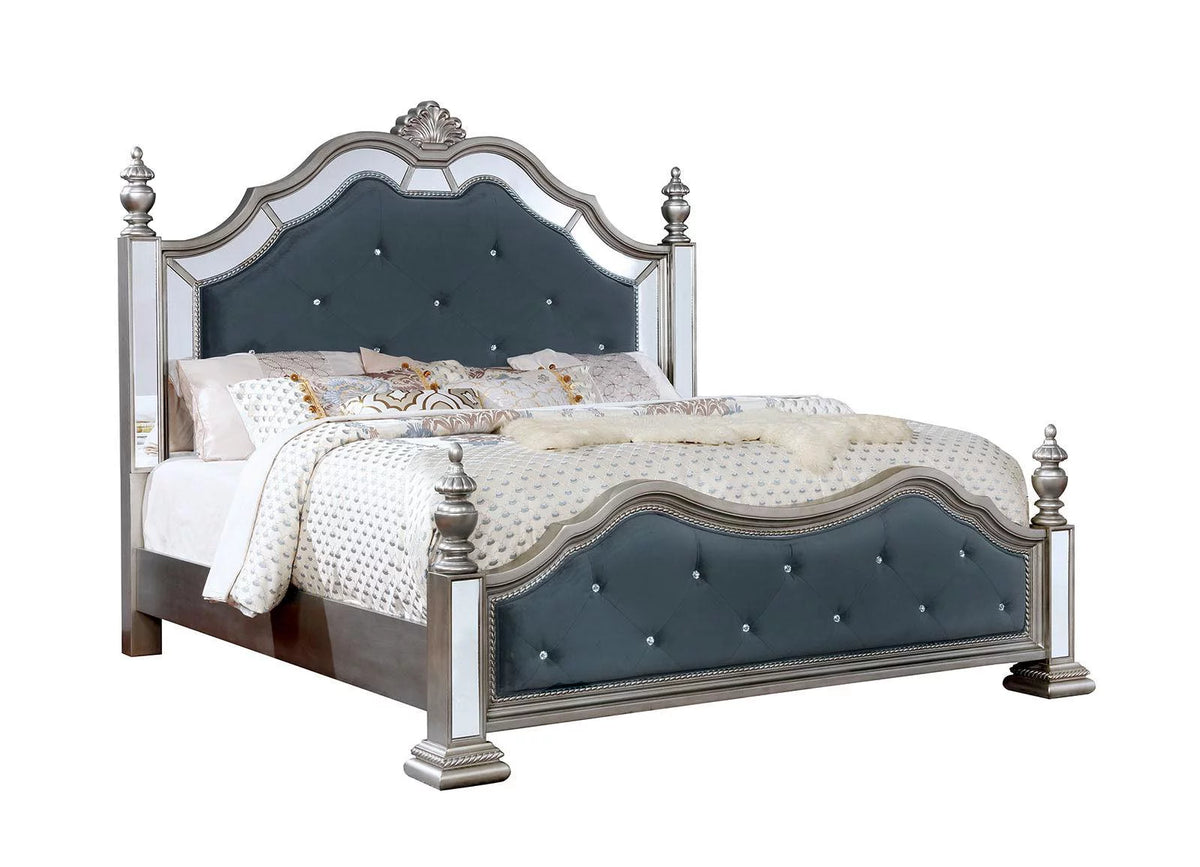 Silver Solid Wood Queen Bedroom Set 3pcs Z832