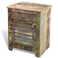 Brown Reclaimed Wood End Table with 1 Drawer 1 Door V843128
