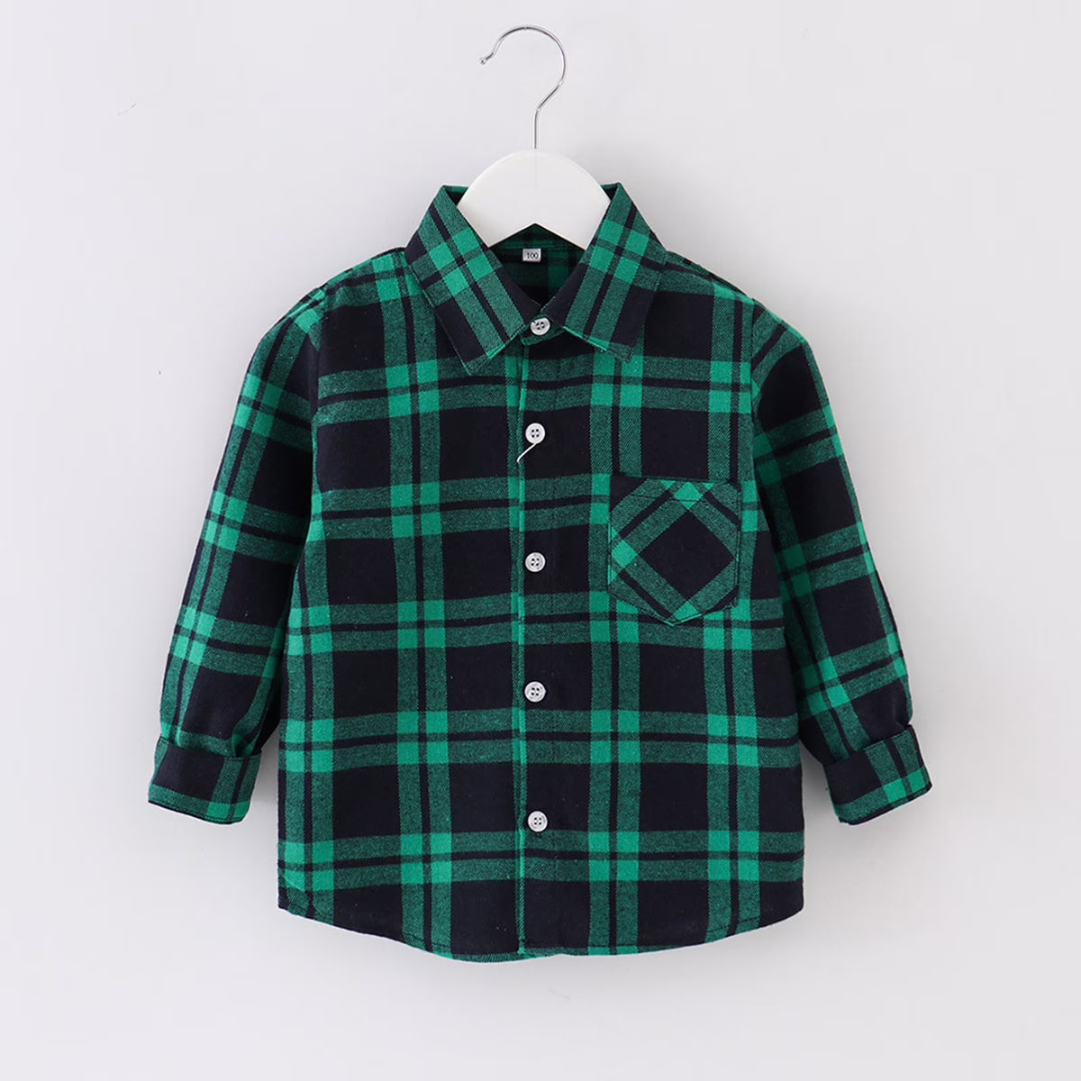 Boys Flannel Jacket Plaid Long Sleeve Button Down Coat I69917
