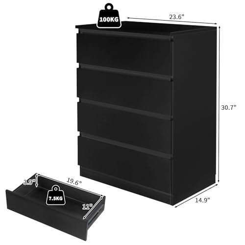 4-Drawer Black Chest of Drawers J964712