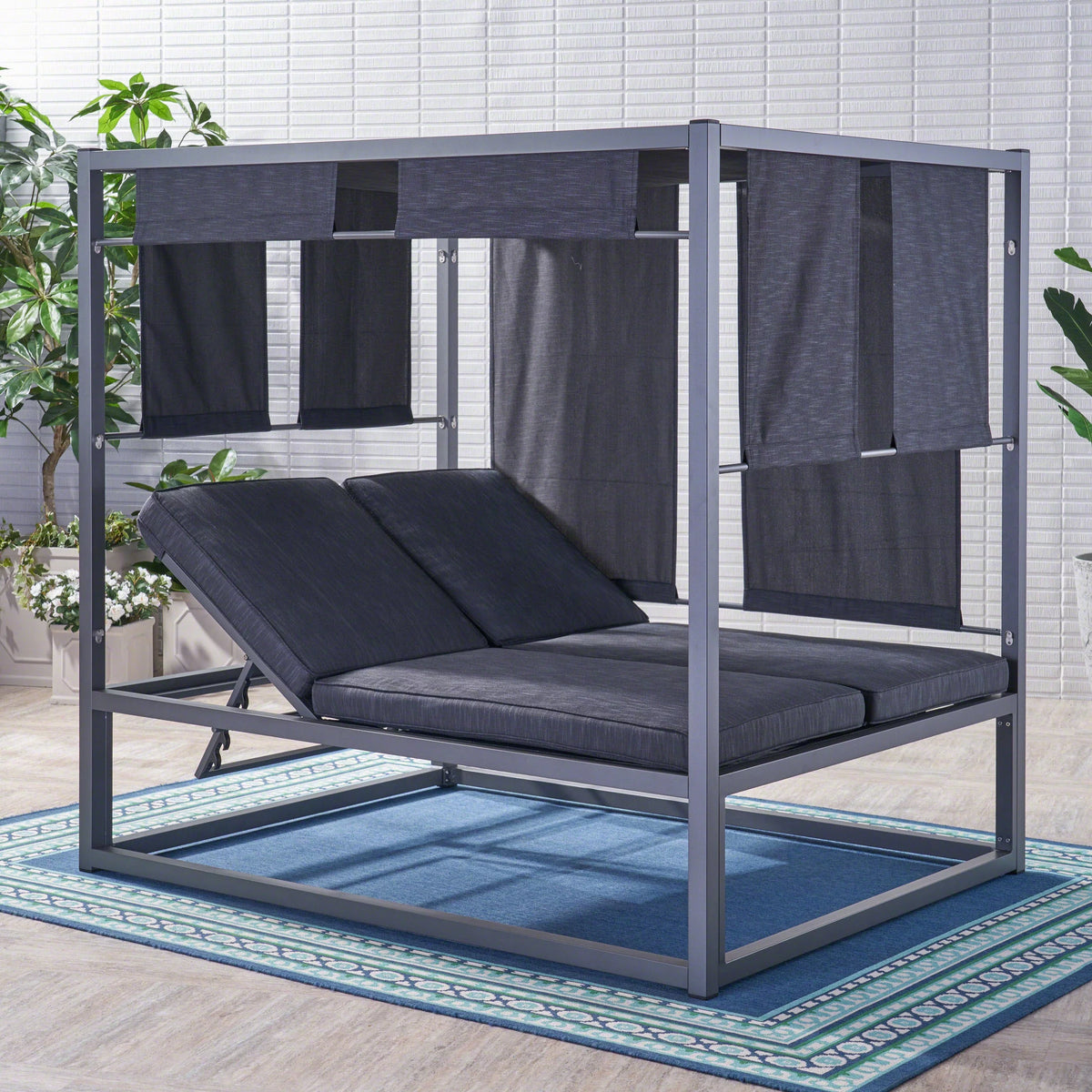 Aluminum Outdoor Daybed with Canopy Dark Grey U706