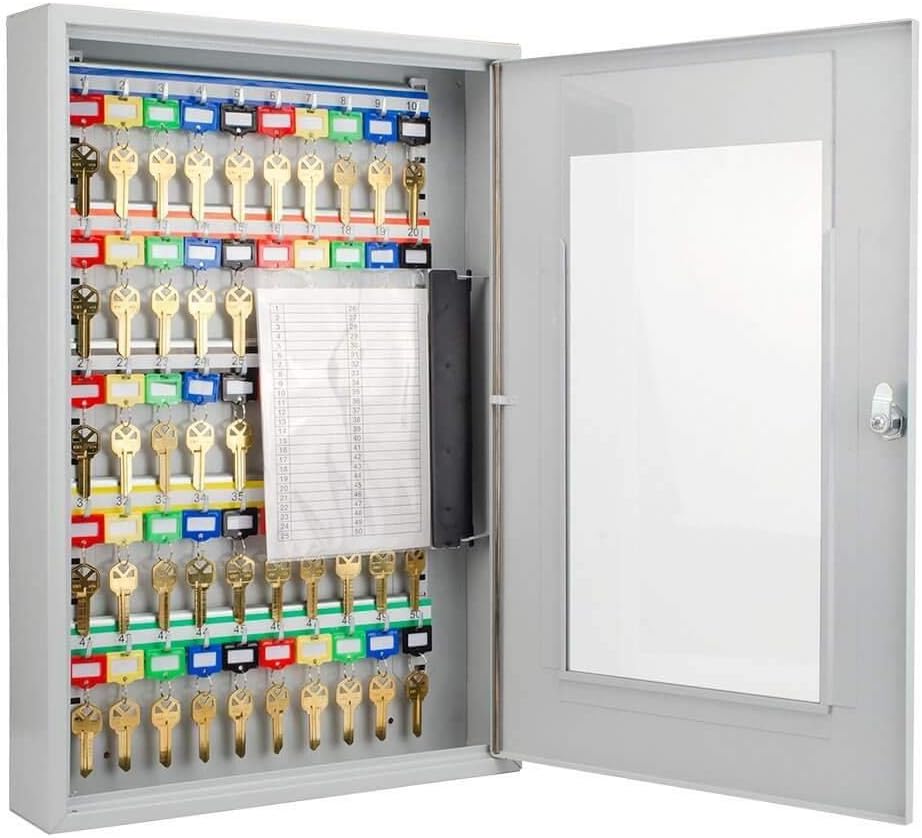 Key Lock 50 Position Key Cabinet with Glass Door Grey Y736