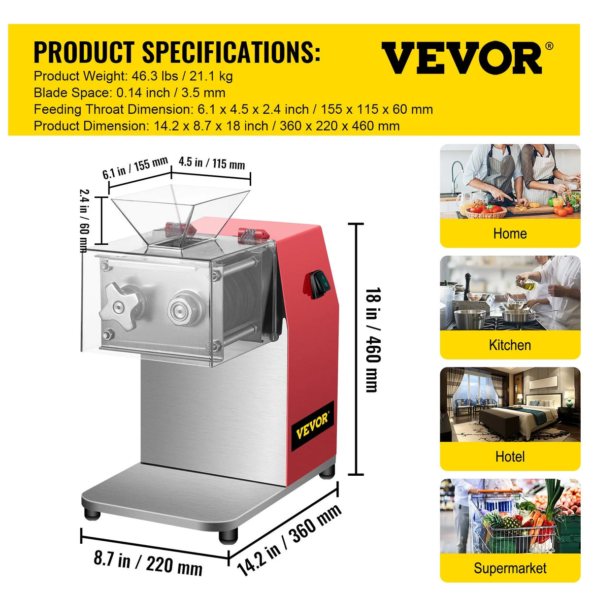 850W Commercial Meat Cutter with 3.5mm Blade H815947