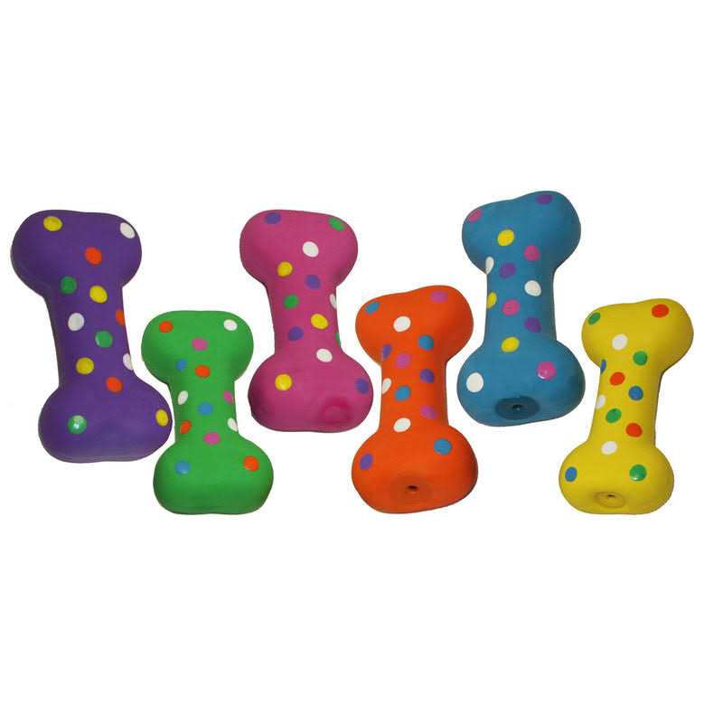 Small Latex Polka-Dot Bone Dog Toy Q53865