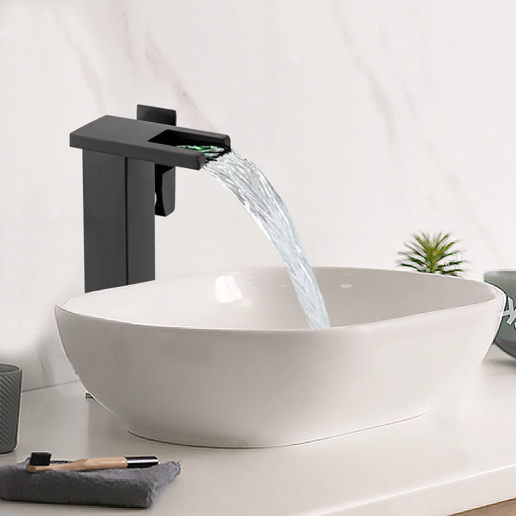Black Wall Mount Waterfall Sink Faucet M42827