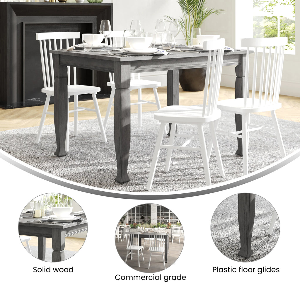 47" Solid Wood Dining Table with Turned Wooden Legs S404485