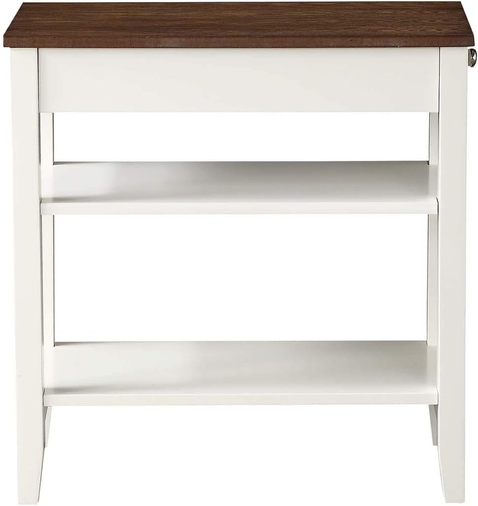 Three Tier End Table With Drawer, Driftwood / White X46997
