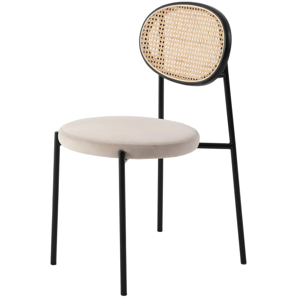 Beige Wicker Dining Chair with Steel Frame J592593