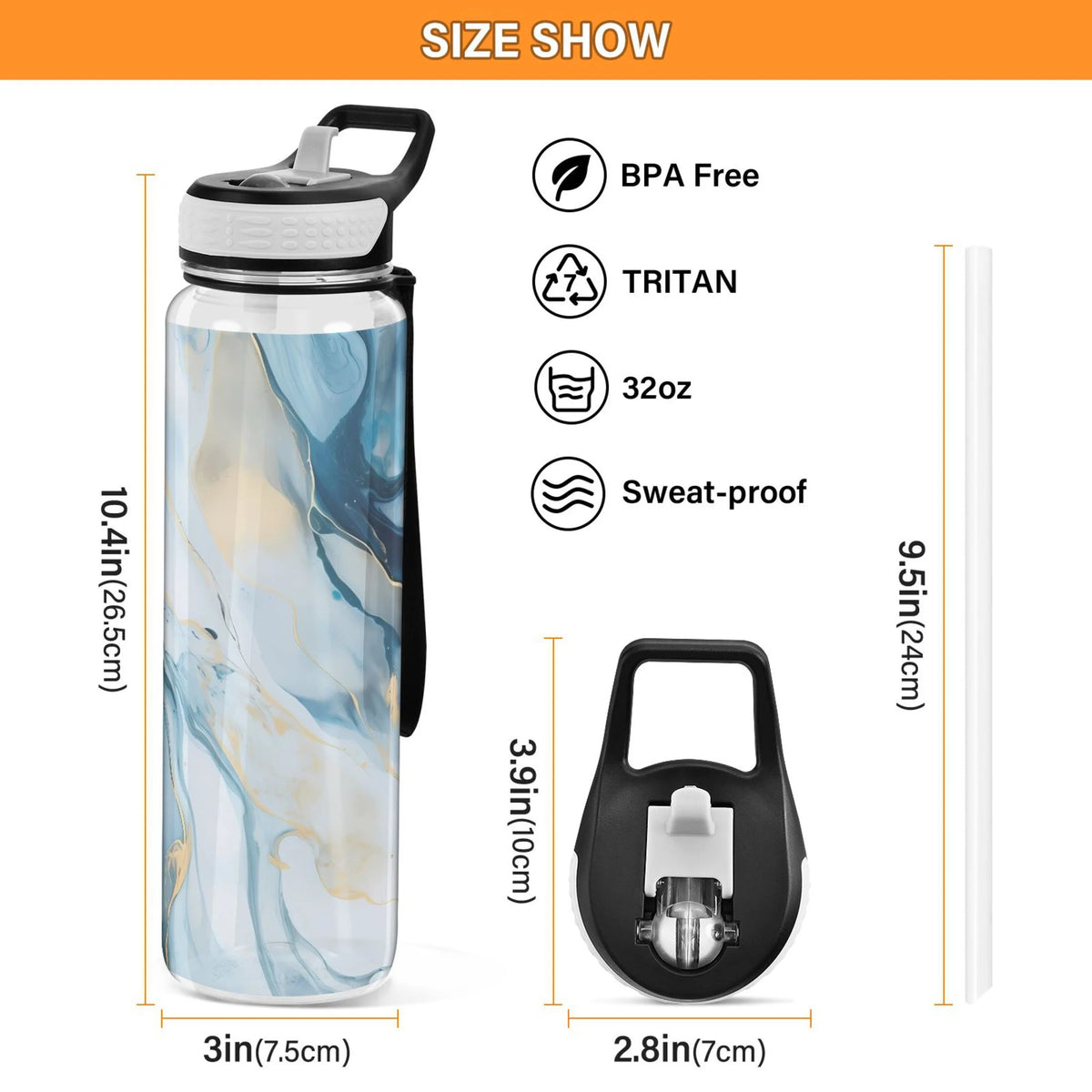 Blue Marble 32oz Tritan Leakproof Sports Bottle E8412