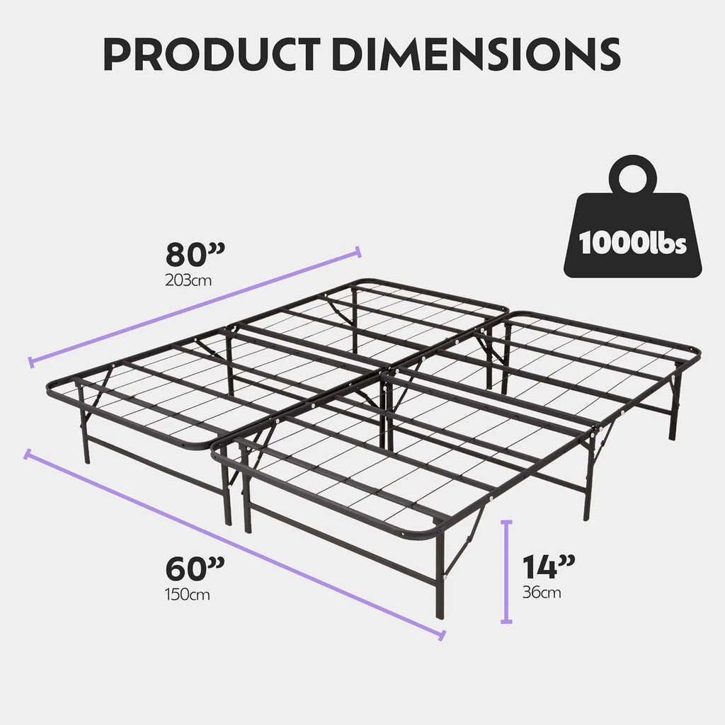 Queen Size Black Metal Foldable Bed Frame L869544