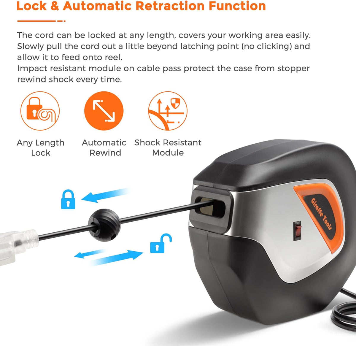 40FT Retractable Extension Cord Reel W873