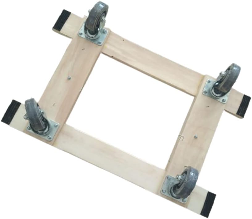 Heavy Duty American Oak Furniture Dolly 4 Wheels with Full Length Rubber Tread Dual Rail 18 X 30 with 4 Inch CASTERS B881492